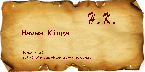 Havas Kinga névjegykártya